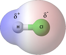 Molécula polar de cloreto de hidrogênio