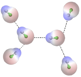 Força de dipolo permanente entre moléculas de cloreto de hidrogênio
