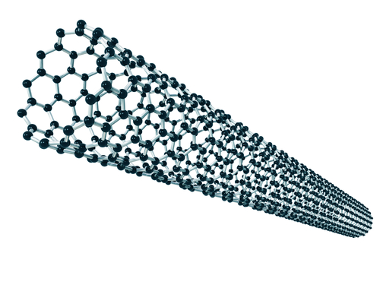 Ilustração de um nanotubo de carbono microscópico