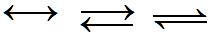Exemplos de setas duplas que indicam reaÃ§Ãµes reversÃ­veis