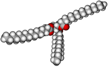 Exemplo de triglicerídeo derivado de ácidos graxos insaturados